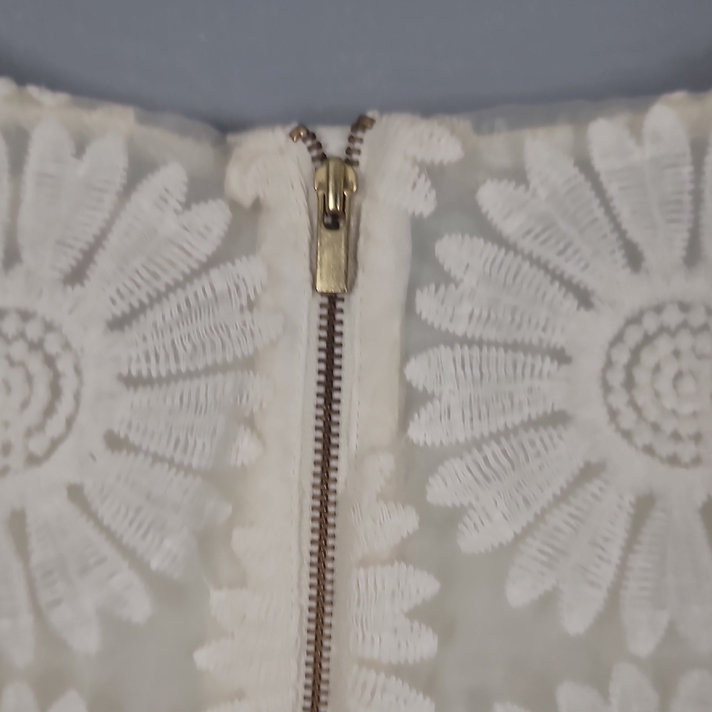 Banana Republic Cream Sheath Scoop Neck Lace Floral Embroidered Mini Dress - Picture 14 of 14